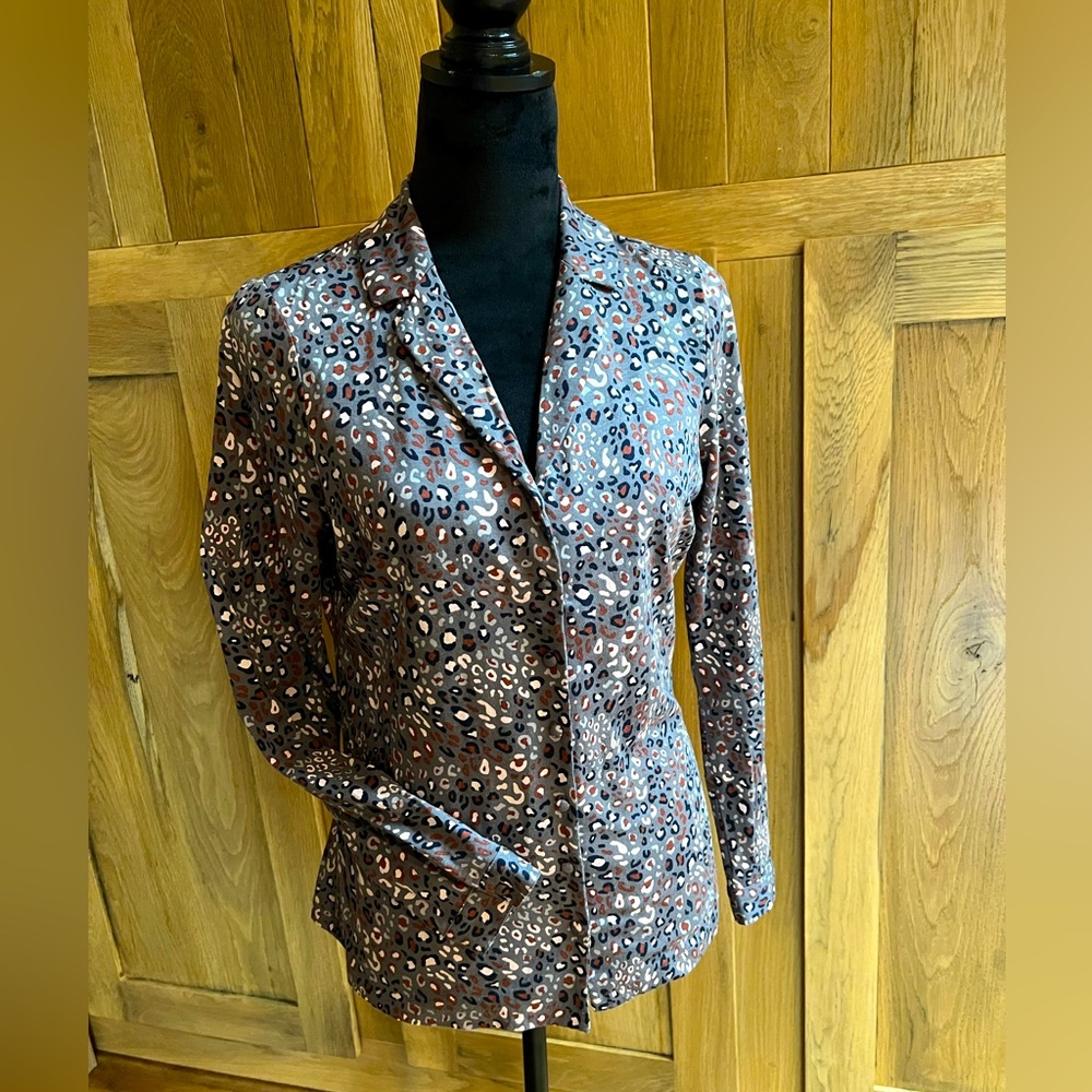 Boden Animal Print, Knit, Button-up Blouse